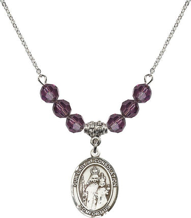 Our Lady of Consolation Birthstone Necklace | 3/4 inch | 6mm Beads