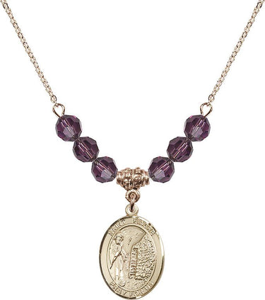 Saint Fiacre Birthstone Necklace | 3/4 inch | 6mm Beads