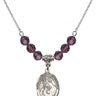 Saint Margaret of Cortona Birthstone Necklace | 3/4 inch | 6mm Beads  Amethyst Sterling Silver