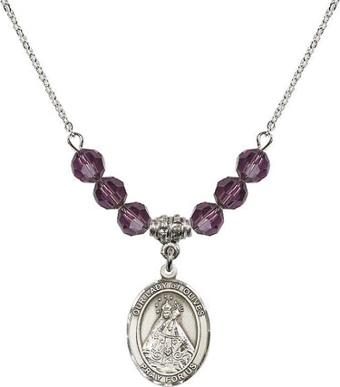 Our Lady of Olives Birthstone Necklace | 3/4 inch | 6mm Beads