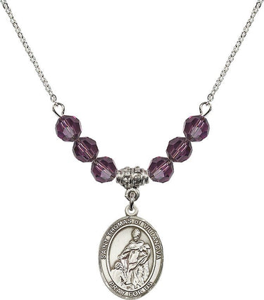 Saint Thomas of Villanova Birthstone Necklace | 3/4 inch | 6mm Beads