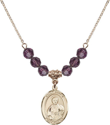 Saint Pius X Birthstone Necklace | 3/4 inch | 6mm Beads