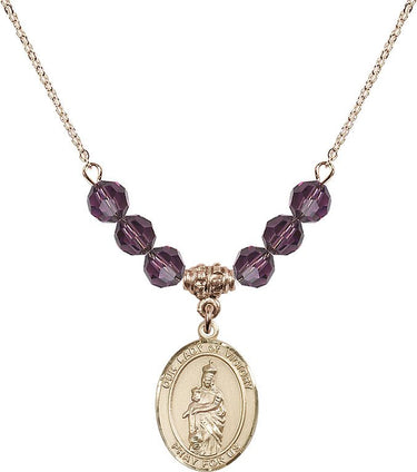 Our Lady of Victory Birthstone Necklace | 3/4 inch | 6mm Beads