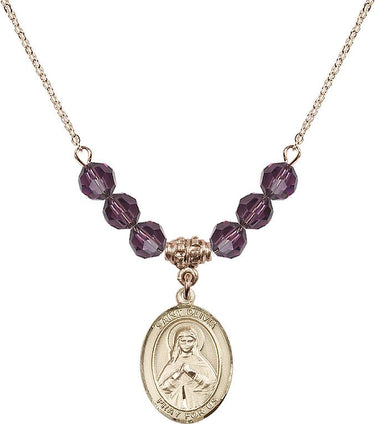 Saint Olivia Birthstone Necklace | 3/4 inch | 6mm Beads