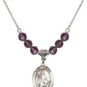 Saint Amelia Birthstone Necklace | 3/4 inch | 6mm Beads  Amethyst Sterling Silver