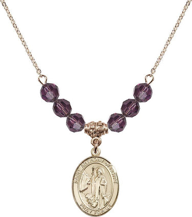 Saint Anthony of Egypt Birthstone Necklace | 3/4 inch | 6mm Beads