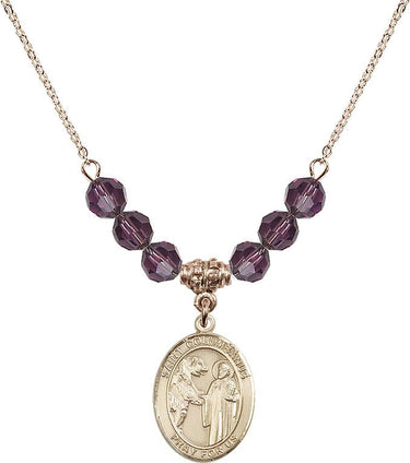 Saint Columbanus Birthstone Necklace | 3/4 inch | 6mm Beads