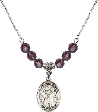 Saint Columbanus Birthstone Necklace | 3/4 inch | 6mm Beads