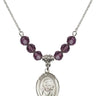 Saint Gianna Beretta Molla Birthstone Necklace | 3/4 inch | 6mm Beads  Amethyst Sterling Silver