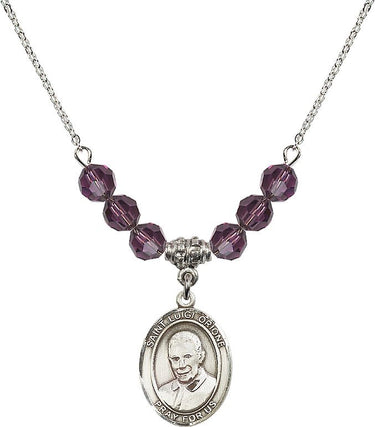 Saint Luigi Orione Birthstone Necklace | 3/4 inch | 6mm Beads