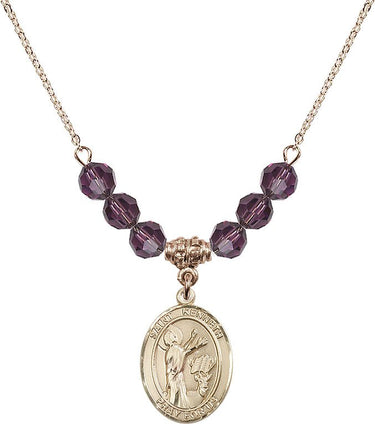 Saint Kenneth Birthstone Necklace | 3/4 inch | 6mm Beads