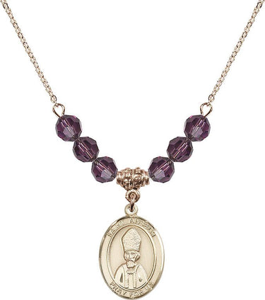 Saint Anselm of Canterbury Birthstone Necklace | 3/4 inch