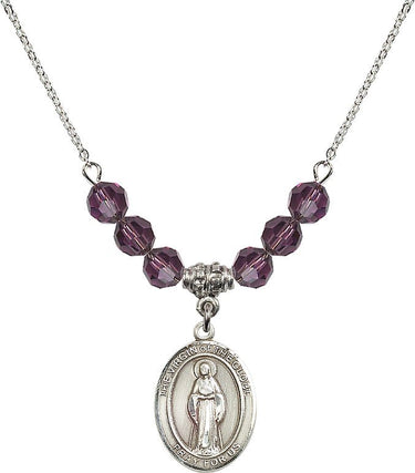 Virgin of the Globe Birthstone Necklace | 3/4 inch | 6mm Beads
