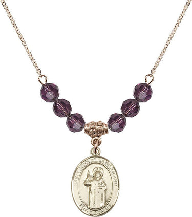 Collar con piedra natal de San Juan de Capistrano | 1,9 cm | Cuentas de 6 mm