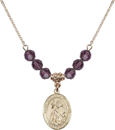 Collar de San Adrián de Nicomedia con piedra natal | 1,9 cm | Cuentas de 6 mm
