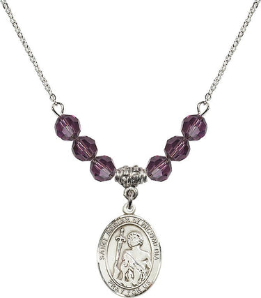 Collar de San Adrián de Nicomedia con piedra natal | 1,9 cm | Cuentas de 6 mm