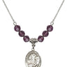 Saint Catherine of Bologna Birthstone Necklace | 3/4 inch | 6mm Beads  Amethyst Sterling Silver