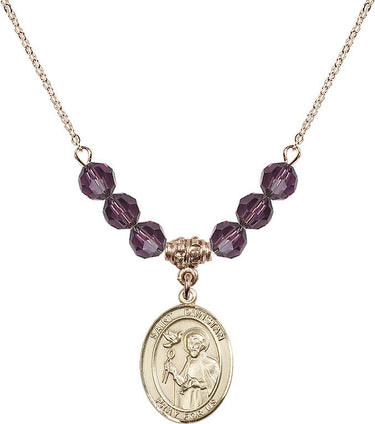 Collar de piedra natal de San Dunstán | 1,9 cm | Cuentas de 6 mm
