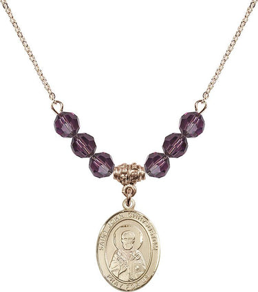 Collar de San Juan Crisóstomo con piedra natal | 1,9 cm | Cuentas de 6 mm