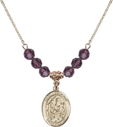 Collar de San Policarpo de Esmirna con piedra natal | 1,9 cm | Cuentas de 6 mm