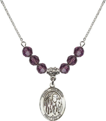 Collar de San Policarpo de Esmirna con piedra natal | 1,9 cm | Cuentas de 6 mm