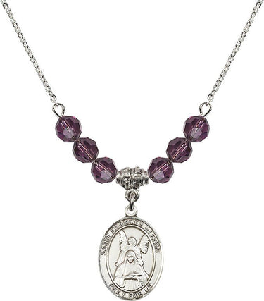 Collar de Santa Francisca de Roma con piedra de nacimiento | 1,9 cm | Cuentas de 6 mm
