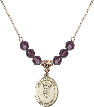 Collar de San Felipe Neri con piedra de nacimiento | 1,9 cm | Cuentas de 6 mm