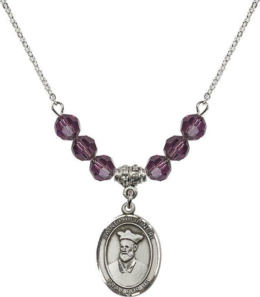 Collar de San Felipe Neri con piedra de nacimiento | 1,9 cm | Cuentas de 6 mm