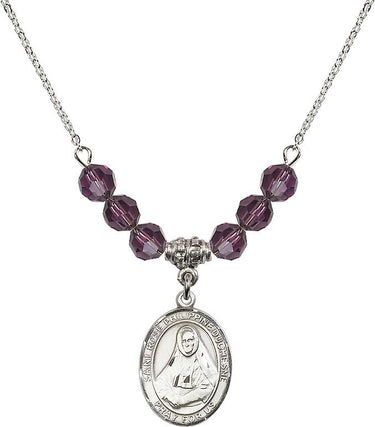 Collar de Santa Rosa Filipina Duchesne con piedra de nacimiento | 1,9 cm | Cuentas de 6 mm