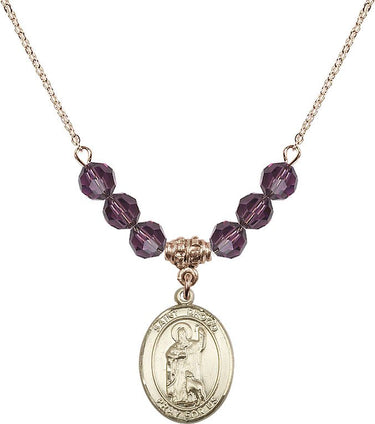 Saint Drogo Birthstone Necklace | 3/4 inch | 6mm Beads