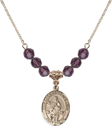 Our Lady of Assumption Birthstone Necklace | 3/4 inch