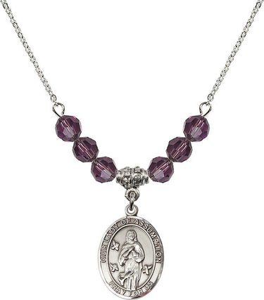 Our Lady of Assumption Birthstone Necklace | 3/4 inch