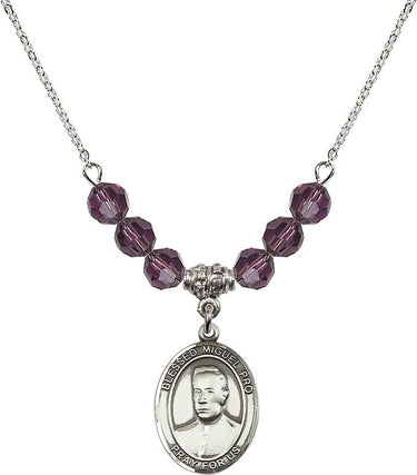 Blessed Miguel Pro Birthstone Necklace | 3/4 inch | 6mm Beads