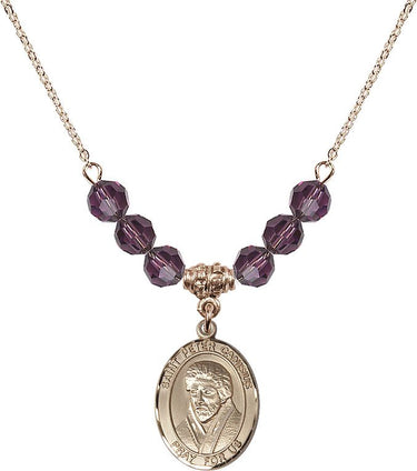 Saint Peter Canisius Birthstone Necklace | 3/4 inch | 6mm Beads