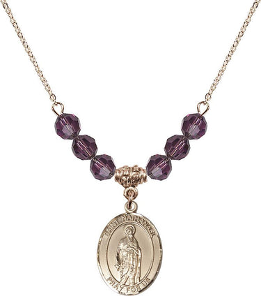Saint Nathanael Birthstone Necklace | 3/4 inch | 6mm Beads