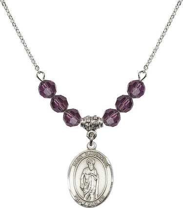 Saint Nathanael Birthstone Necklace | 3/4 inch | 6mm Beads