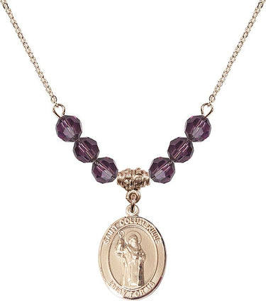 Saint Columbkille Birthstone Necklace | 3/4 inch | 6mm Beads