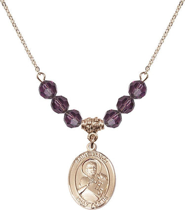 Saint Viator of Bergamo Birthstone Necklace | 3/4 inch