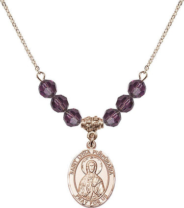Saint Lydia Purpuraria Birthstone Necklace | 3/4 inch | 6mm Beads
