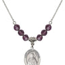 Saint Lydia Purpuraria Birthstone Necklace | 3/4 inch | 6mm Beads  Amethyst Sterling Silver