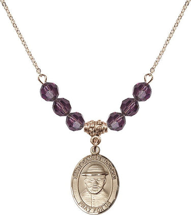 Saint Damien of Molokai Birthstone Necklace | 3/4 inch | 6mm Beads