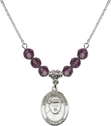 Saint Damien of Molokai Birthstone Necklace | 3/4 inch | 6mm Beads