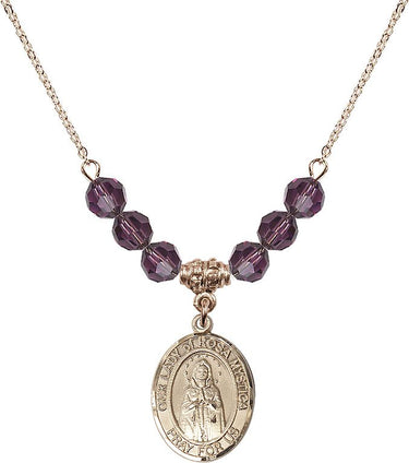 Our Lady of Rosa Mystica Birthstone Necklace | 3/4 inch | 6mm Beads