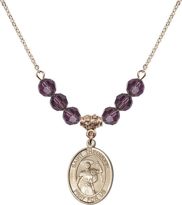 Saint Theodore Stratelates Birthstone Necklace | 3/4 inch | 6mm Beads