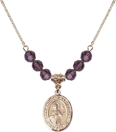 Saint Anthony Mary Claret Birthstone Necklace | 3/4 inch | 6mm Beads