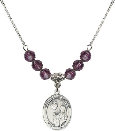 Saint Margaret Mary Alacoque Birthstone Necklace | 3/4 inch | 6mm Beads | N30-8420