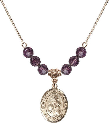 Our Lady of Czestochowa Birthstone Necklace | 3/4 inch | 6mm Beads