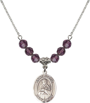 Saint Fidelis of Sigmaringen Birthstone Necklace | 3/4 inch | 6mm Beads