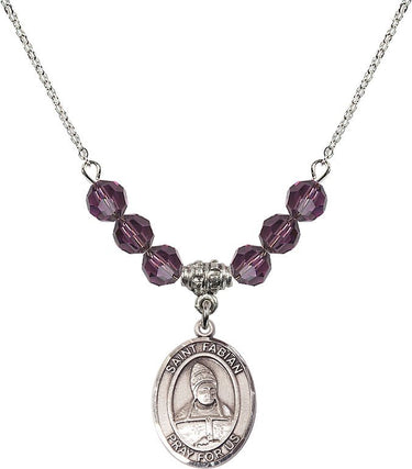 Saint Fabian Birthstone Necklace | 3/4 inch | 6mm Beads