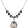 Our Lady of Good Help Birthstone Necklace | 3/4 inch | 6mm Beads  Amethyst Sterling Silver